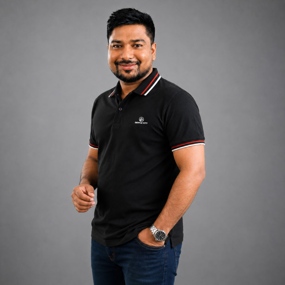 Gentle City Black Stripe Polo Shirt for Men