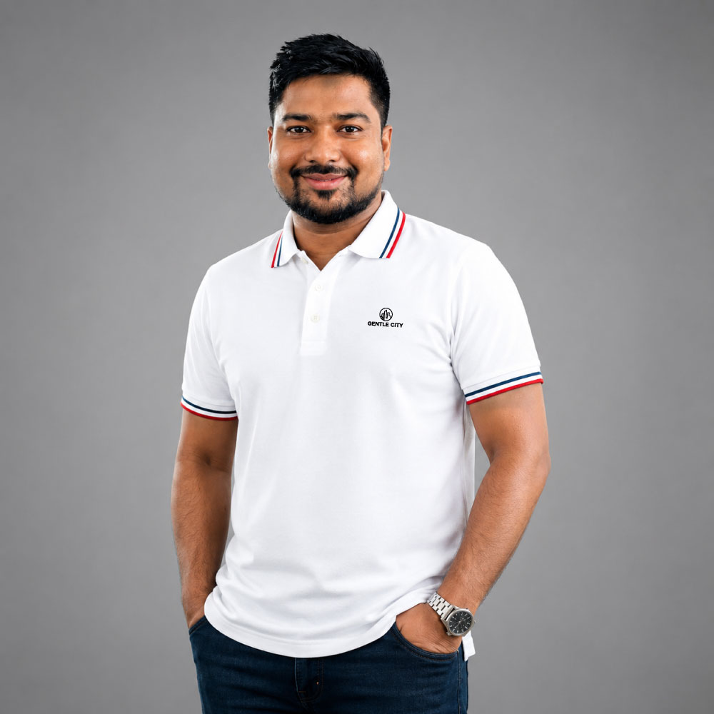 Gentle City Premium White Stripe Polo Shirt for Men